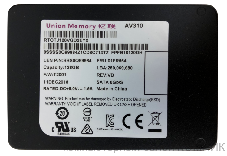 Жесткий диск SSD твердотельный SATA 128Gb Union memory б/у
