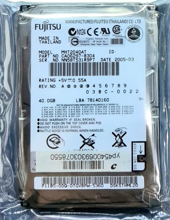 Жесткий диск 2.5 " IDE 120Gb Fujitsu б/у