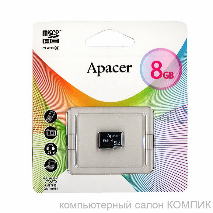 Накопитель microSD 8Gb Apacer класс 4 (без адаптера)