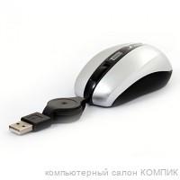 Мышь USB SmartTrack 306 серебро маленькая (провод в рулетке)