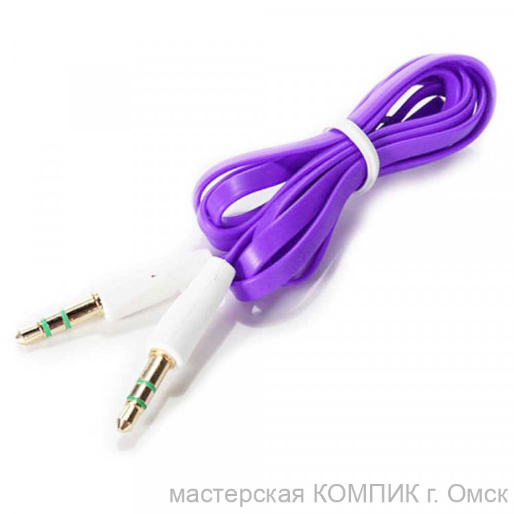 Кабель джек3,5-джек3,5 резиновый плоский JD-171 1м.
