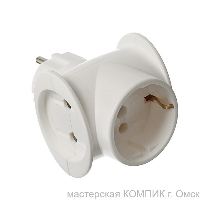 Сетевой тройник, одно гнездо с з/к 16А