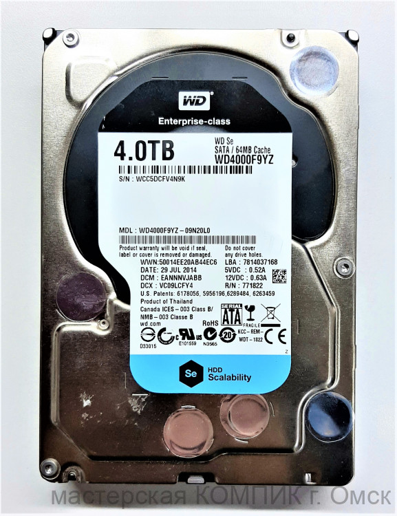 Жесткий диск SATA 4000Gb WD blac б/у